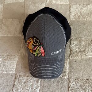 Reebok Black and Gray Cap with Embroidered Design